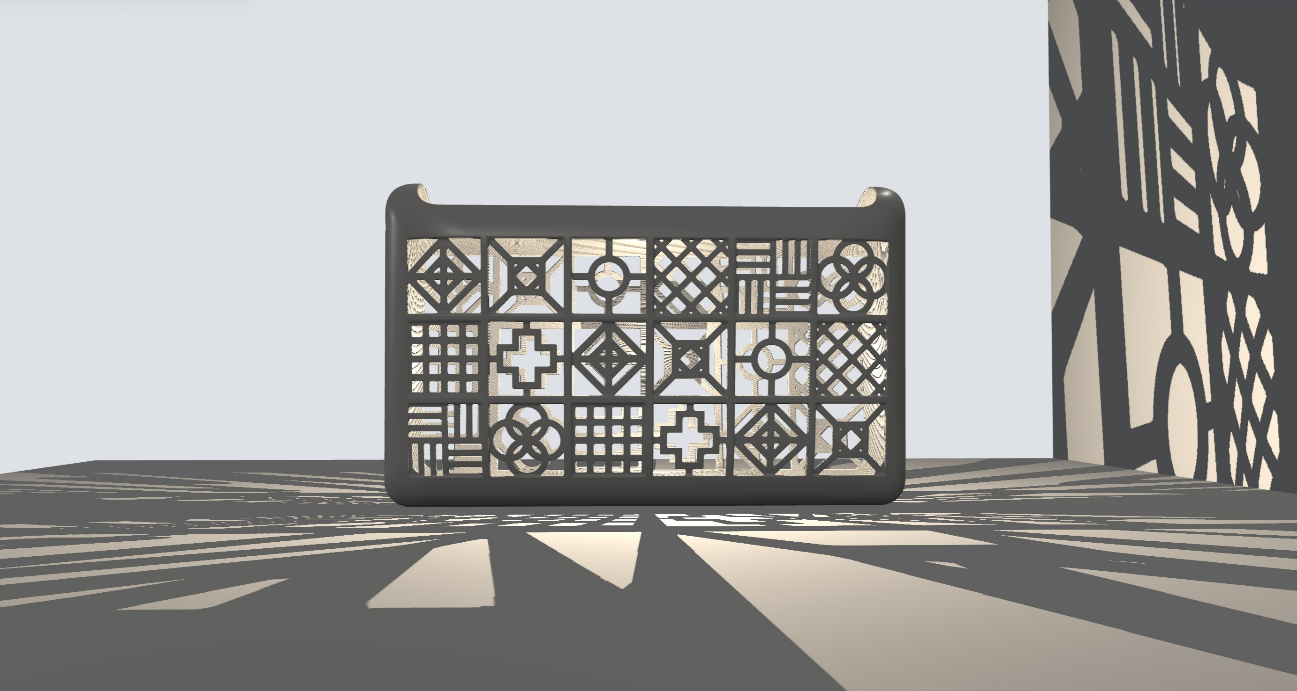 Bolsa de cobogó projetando sombras geométricas